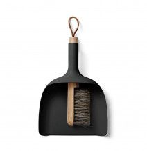 Plastic Bamboo Dustpan & Brush Black